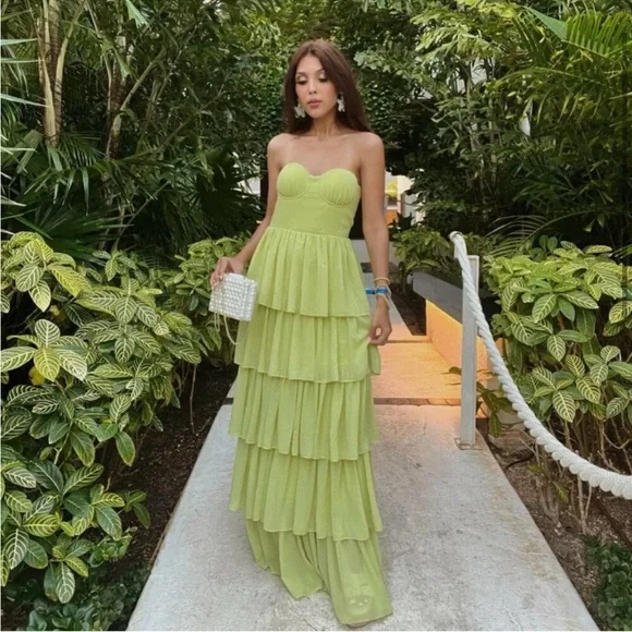 Lovers and Friends Hattie Gown in Green - Picture 2 of 7